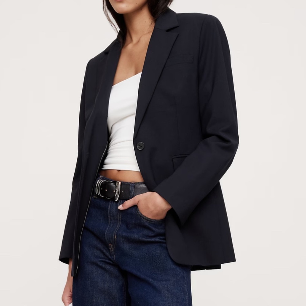 Banana Republic Siena Wool Blazer in Navy Blue